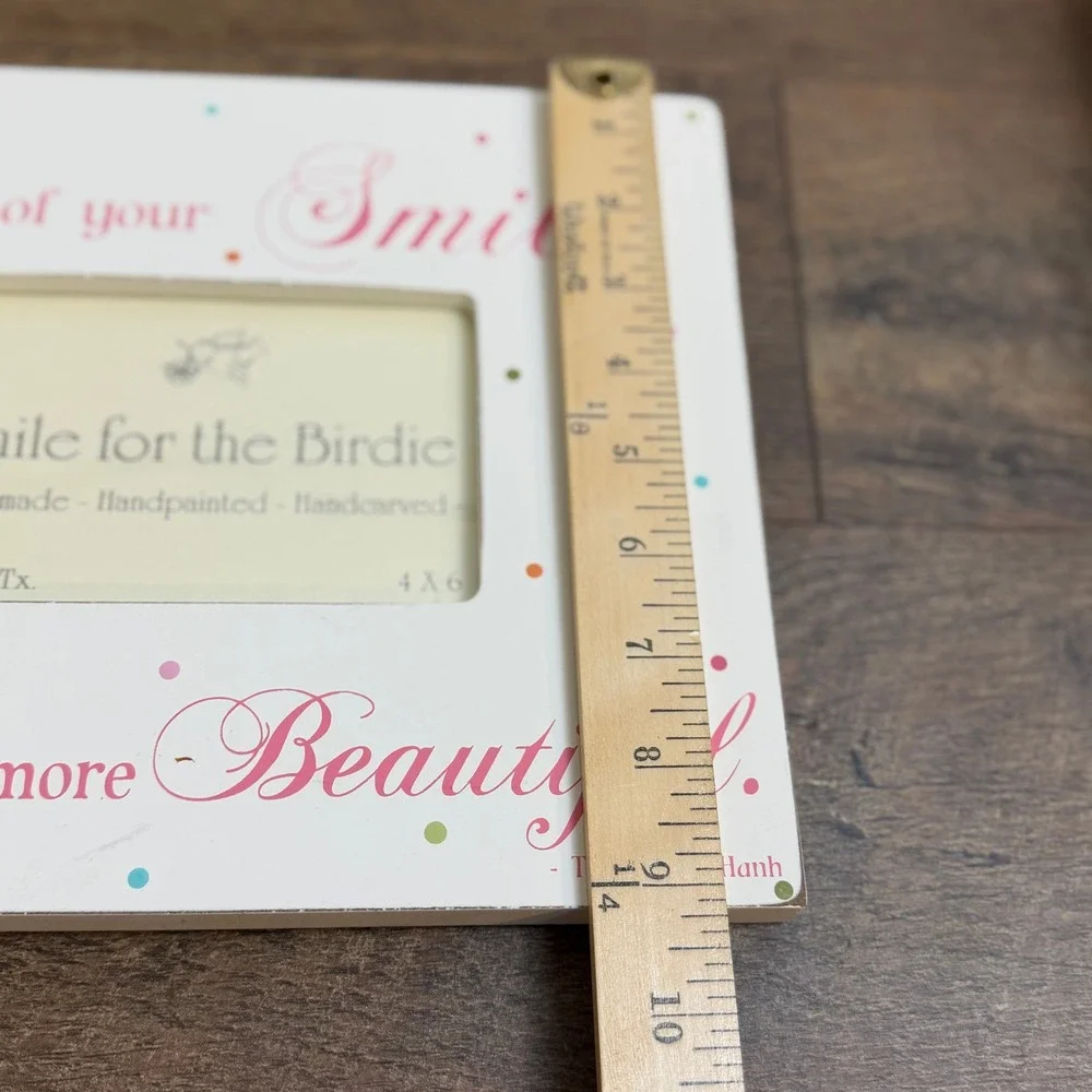 Handpainted wood 4x6‎ Picture Frame Smile for the Birdie Handmade